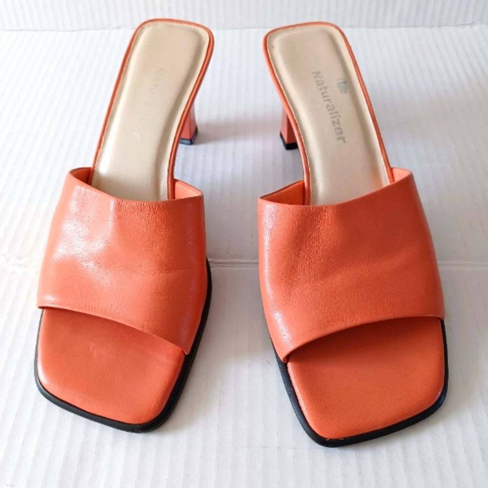 Naturalizer Peach  Leather Block Heeled Sandals/Shoes 6.5M - Picture 7 of 11